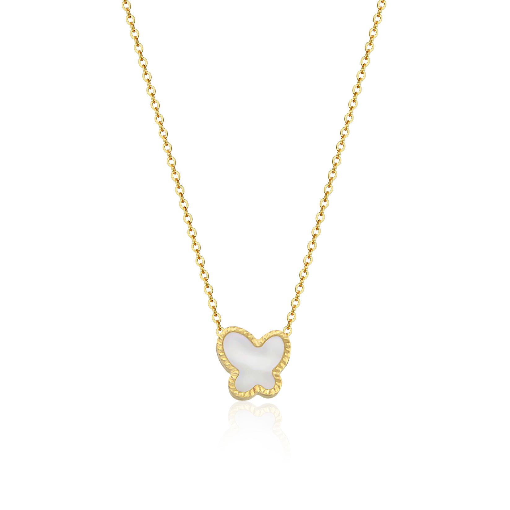 Dameo Ogrlica First Spring Butterfly - 14kt žuto zlato i sedef