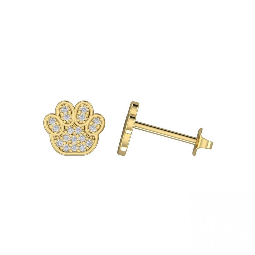 Dameo minđuše Paw 14kt žuto zlato sa cirkonom