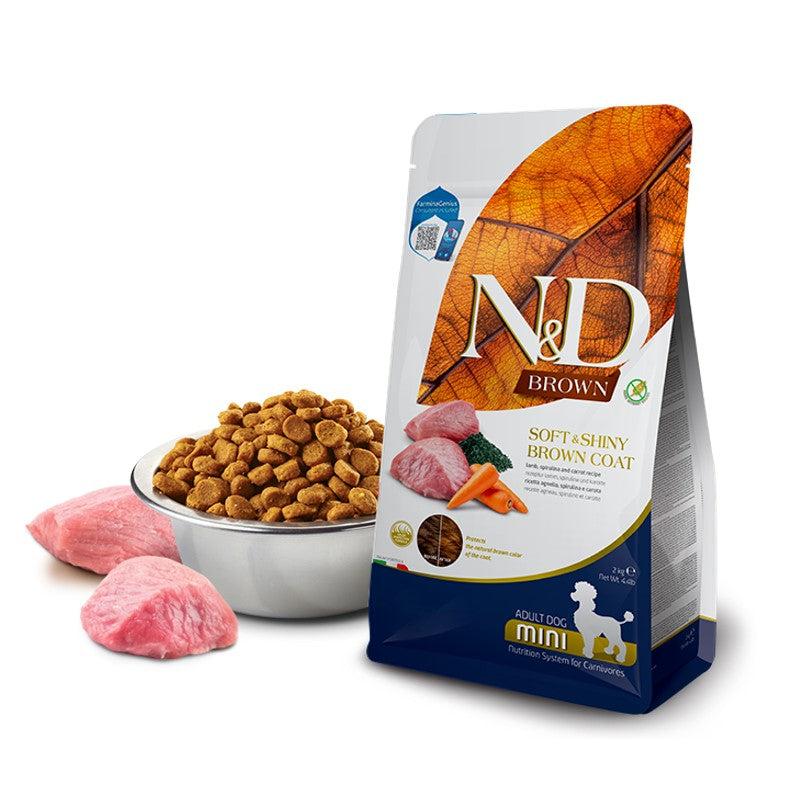 N&D Brown Mini Adult 2kg. - jagnjetina, spirulina i šargarepa