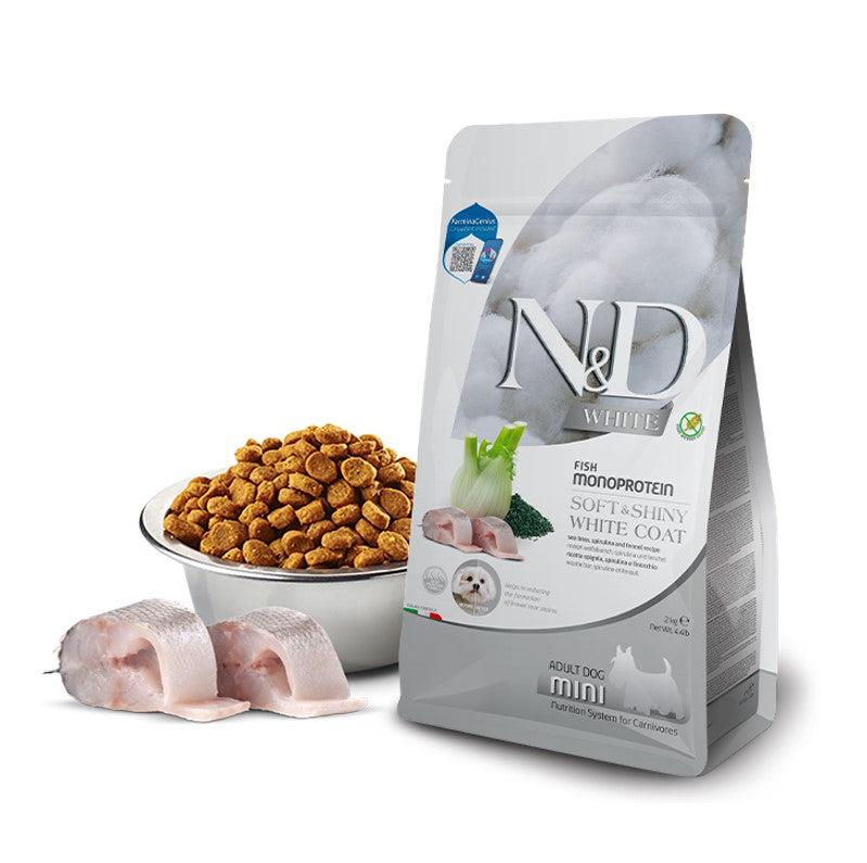 N&D White Mini Adult 2kg. - brancin, spirulina i komorač