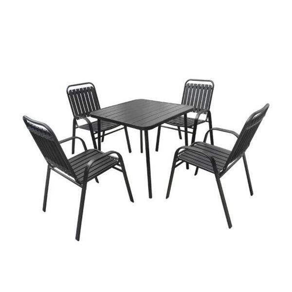 Green Bay Baštenski set sa 4 stolice Aruba, Crni