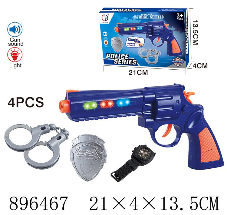 Policijski Set-Pistolj, Lisice, Znacka Sa Svetlima I Zvukom