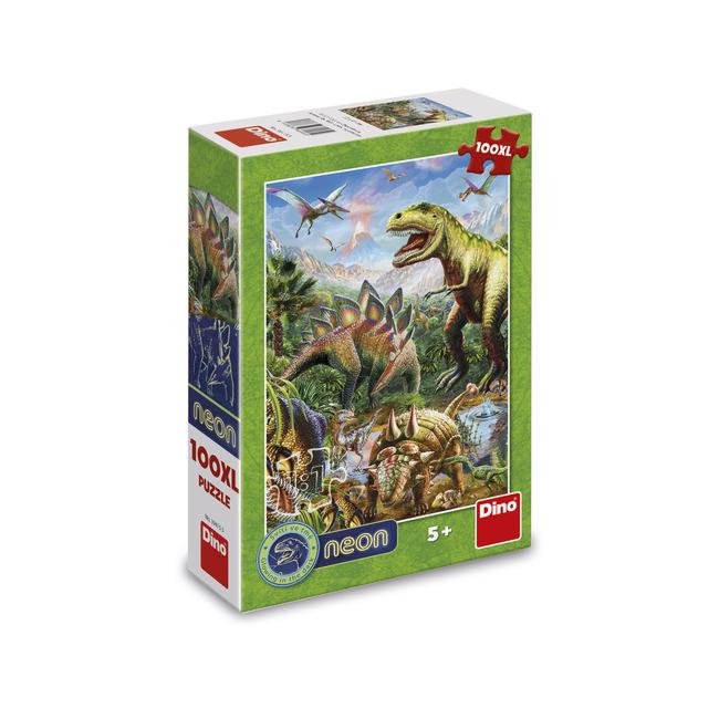 Puzzle Dino - Svijet Dinosaurusa Neon Xl 100 Kom