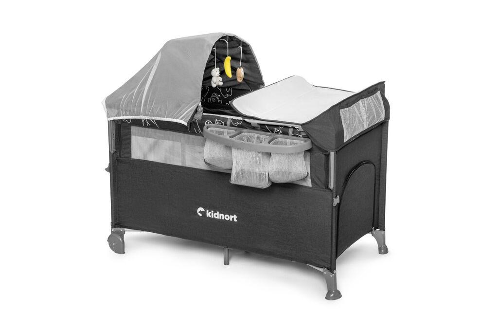 Kidnort prijenosni krevetić Stugan 3u1, tamno siva