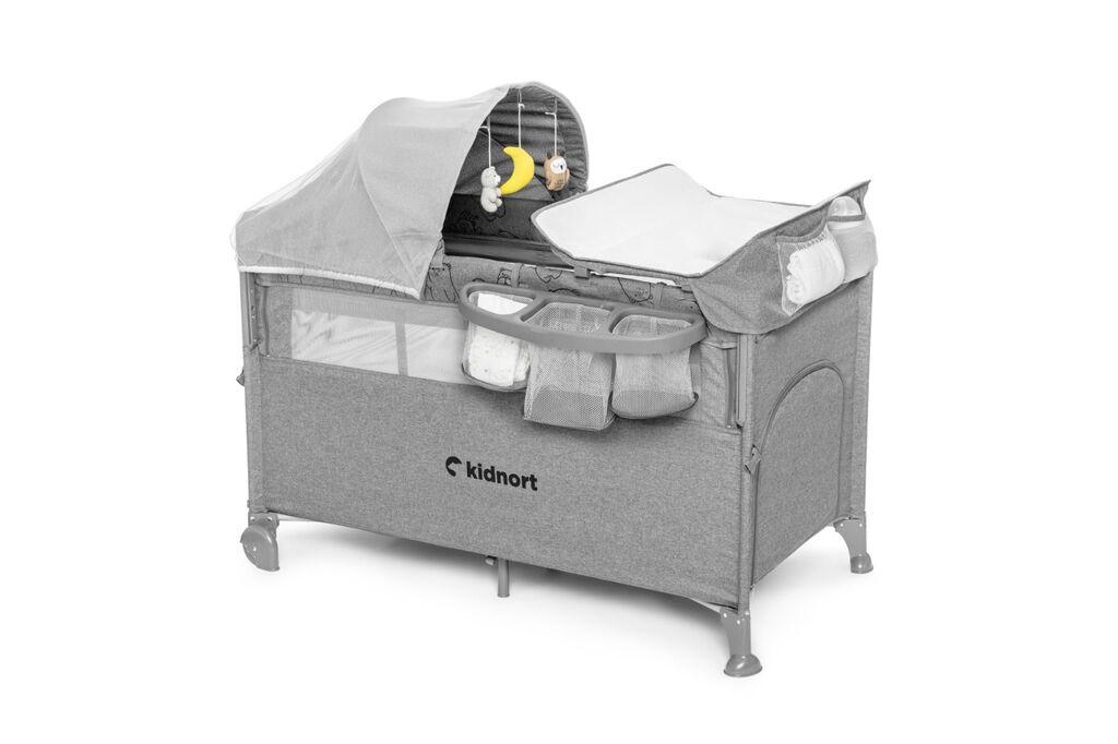 Kidnort prijenosni krevetić Stugan 3u1, svijetlo siva