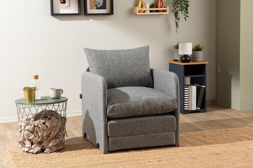 Atelier del Sofa Saga Sklopiva fotelja za jednu osobu, 68 x 70 x 66 cm, Svijetlosiva