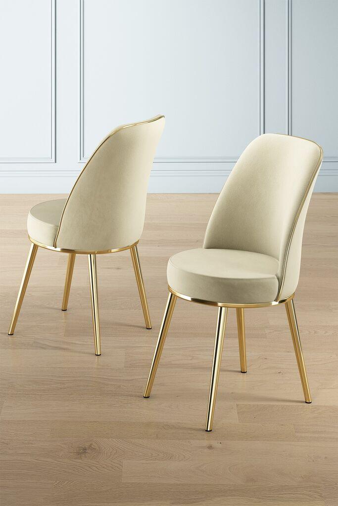 Hanah Home Pefa set stolica, 45x91x42 cm, 4 dijela, zlatno-krem boja