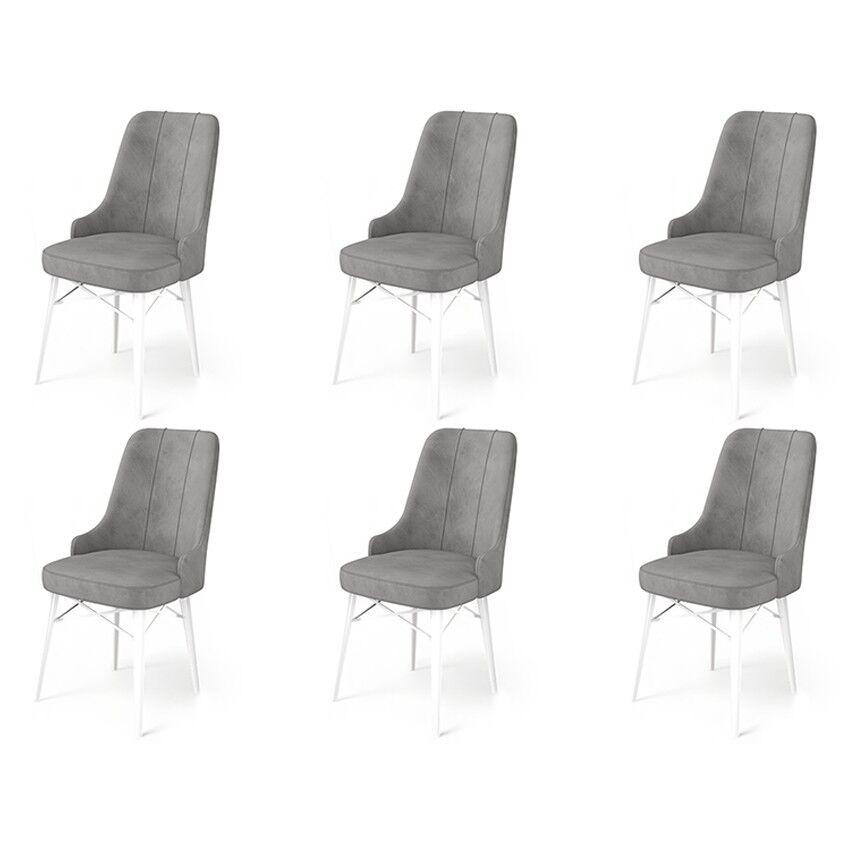 Hanah Home Pare set stolica, 46x94x46 cm, 6 dijelova, sivo-bijela