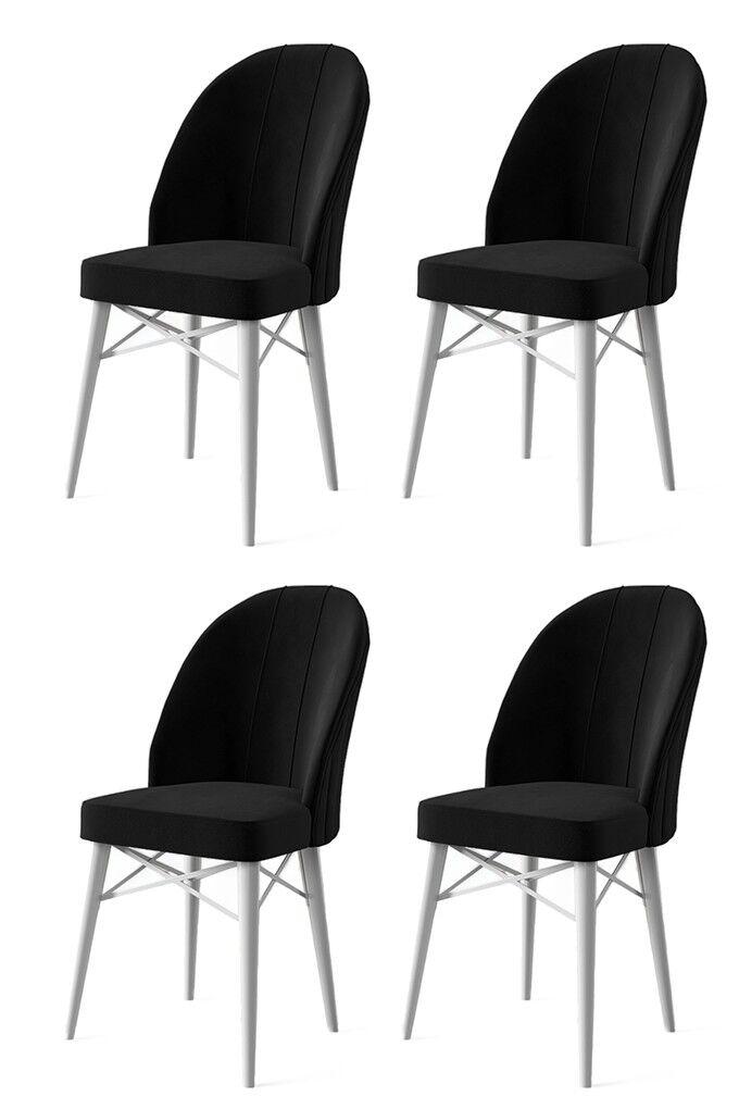 Hanah Home Ritim set stolica, 44x96x42 cm, 4 dijela, Crno-bijela