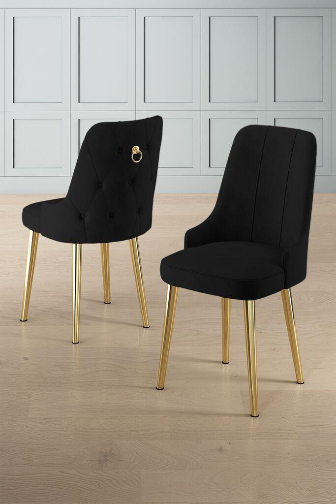 Hanah Home Newa set stolica, 46x94x46 cm, 6 dijelova, Crna i zlatna boja