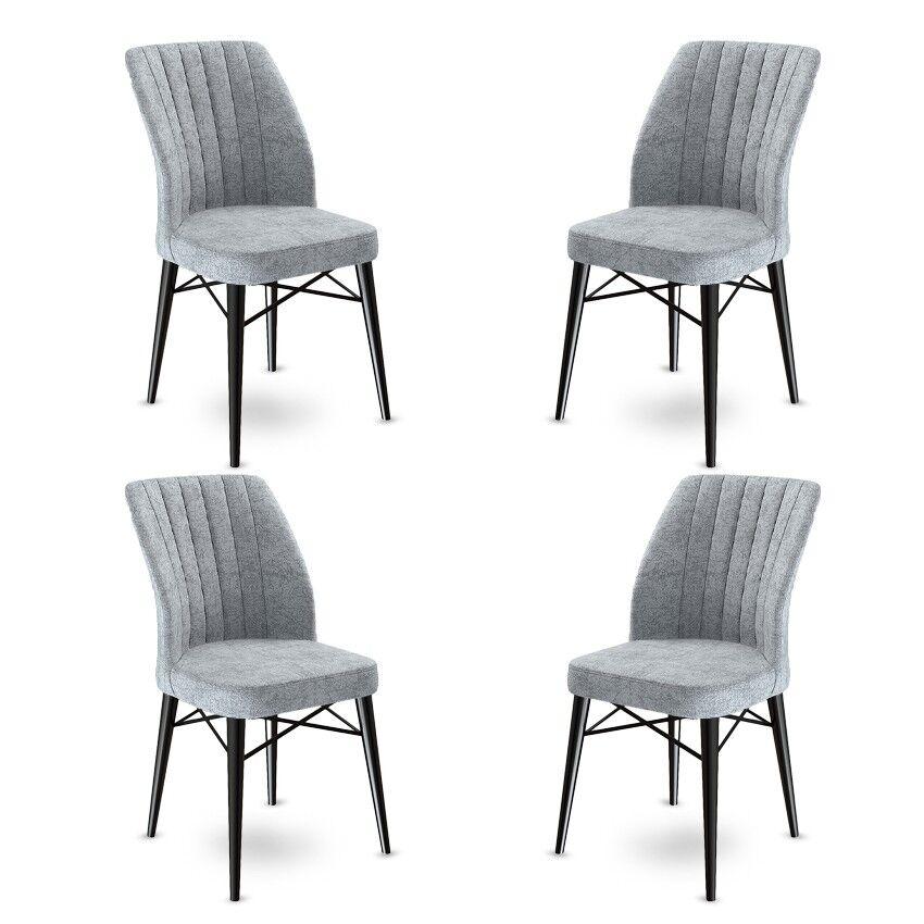 Hanah Home Flex set stolica, 45x93x42 cm, 4 dijela, sivo-crna