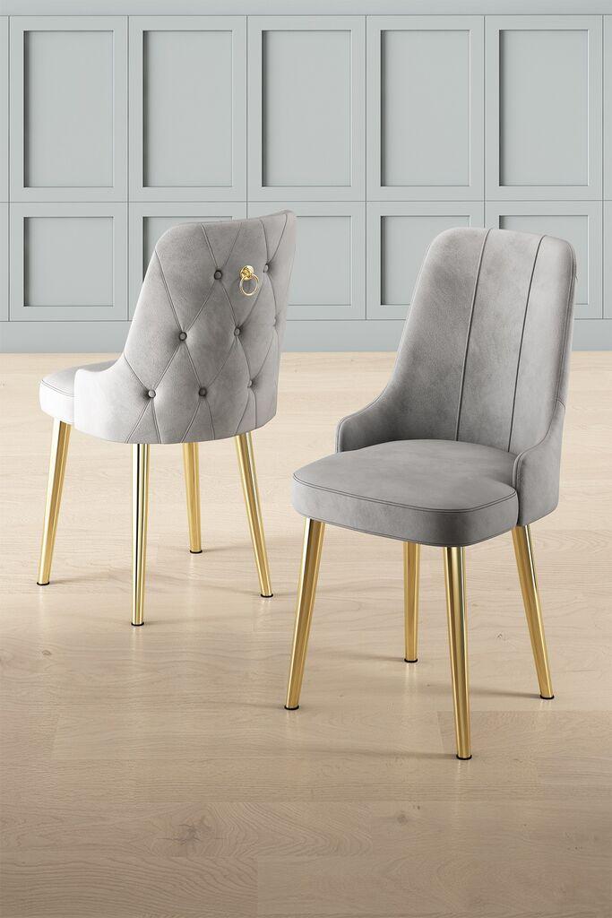 Hanah Home Newa set stolica, 46x94x46 cm, 2 dijela, zlatno-siva boja