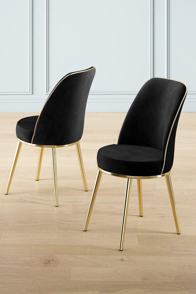 Hanah Home Pefa set stolica, 45x91x42 cm, 4 dijela, Crna i zlatna boja