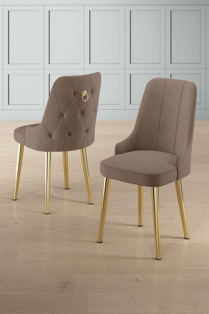 Hanah Home Newa set stolica, 46x94x46 cm, 2 dijela, zlatno-smeđa boja