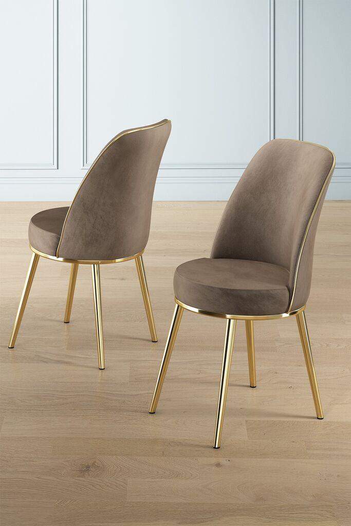 Hanah Home Pefa set stolica, 45x91x42 cm, 2 dijela, zlatno-smeđa boja