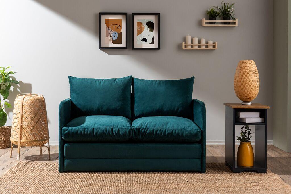 Atelier del Sofa Dvosjed na razvlačenje Saga, 128 x 70 x 66 cm, Petrol