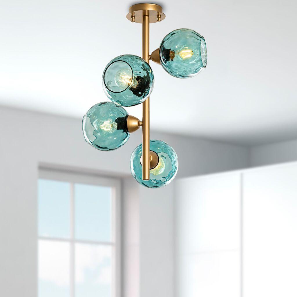 Opviq Luster Benek-15-14502, 40x40x55cm, IP20, zlatno-plava boja
