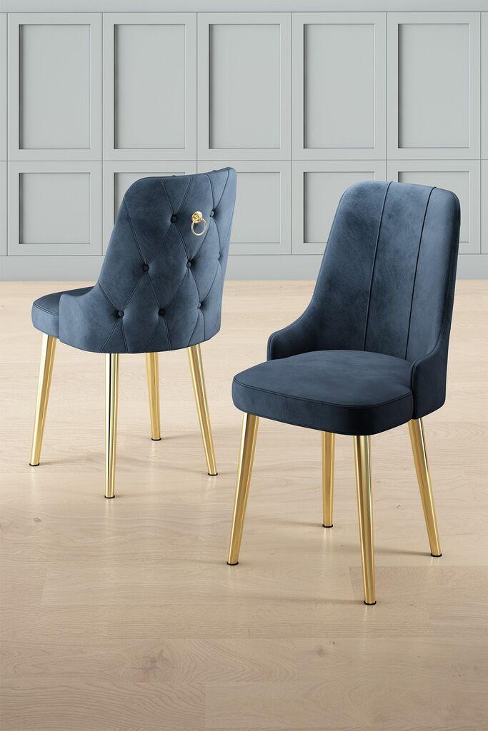 Hanah Home Newa set stolica, 46x94x46 cm, 2 dijela, zlatno-plava boja