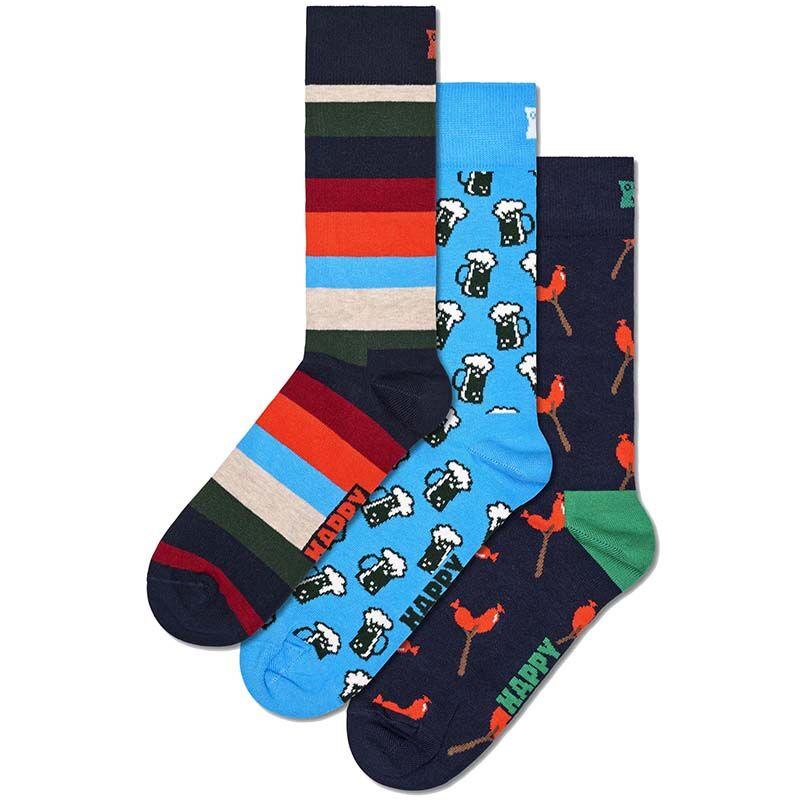 Happy Socks muške čarape uniseks, poklon set od 3 komada s motivom kobasica i piva