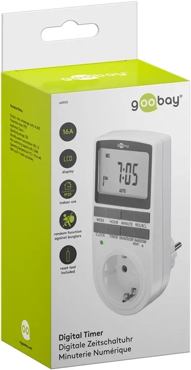 Goobay Digitalni tajmer 64900, Bijeli