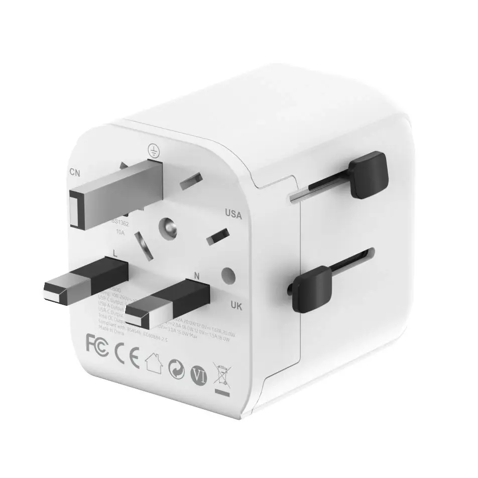 Gembird Adapter TPA-EU1A1C20-01-W Grounded, 20 W, Bijeli