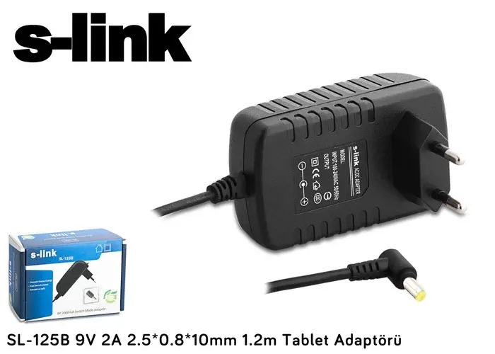 S-link Adapter SL-125B 9V 2A 2.5 0.8 10mm, 1.2m