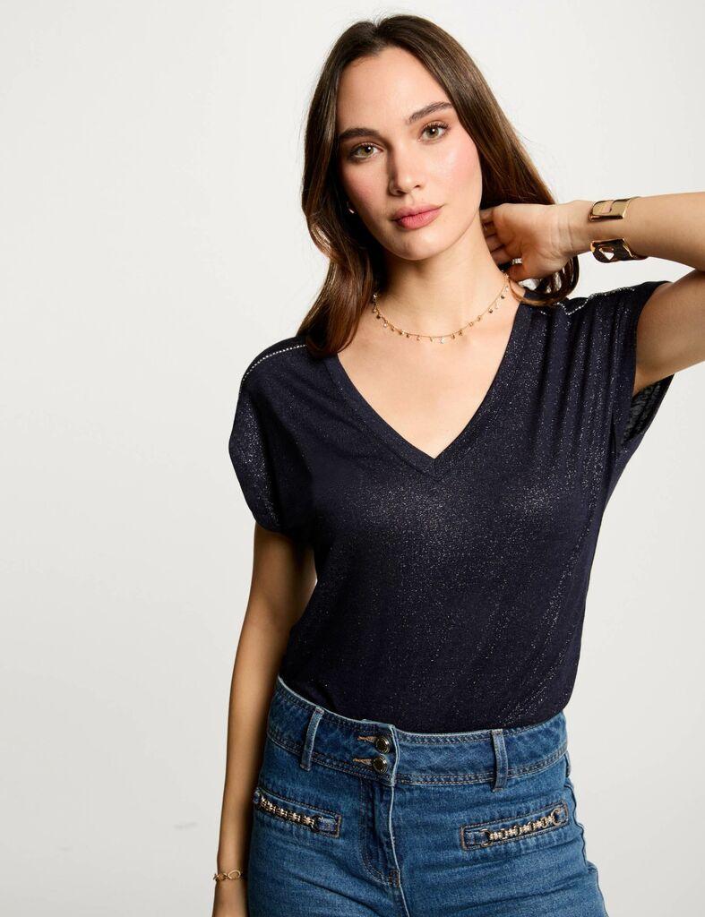 Morgan Ženske Majice SS25Ž251DEMAOLIS5, Teget