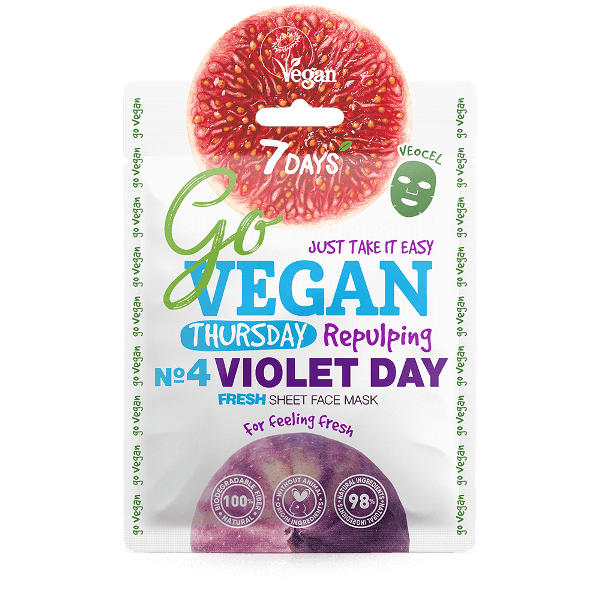 7 DAYS GO VEGAN THURSDAY Maska za lice Sheet 25gr, Violet day
