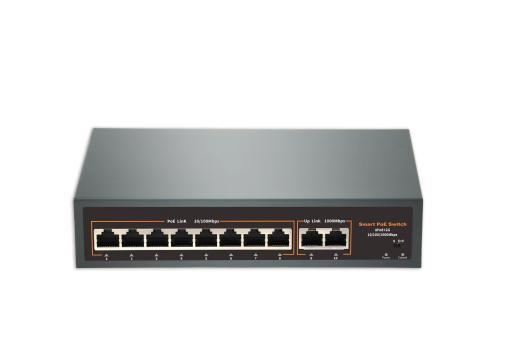 Longse PoE Switch HT82GA 8xPoE porta,2xUplink,Extend mode 250m