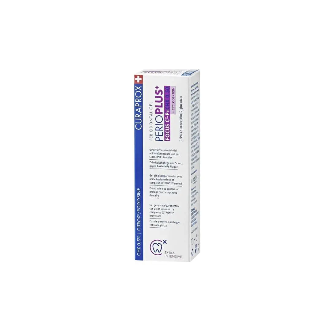 Curaprox gel pogodan za kratkotrajnu intenzivnu njegu ciljanih površina u usnoj šupljini Perio Plus+ Focus, 10ml