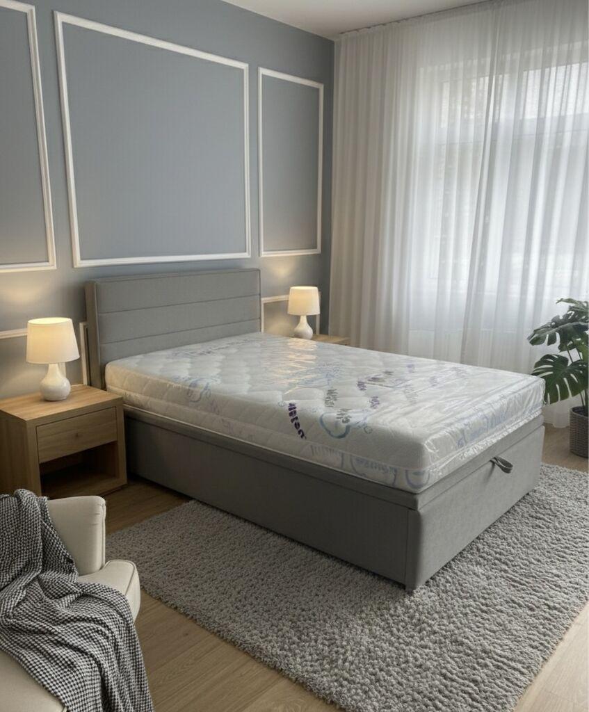Krevet, 140x200cm, Sivi