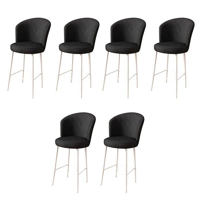 Hanah Home Set barskih stolica Alta, 6 dijelova, Crno-bijela