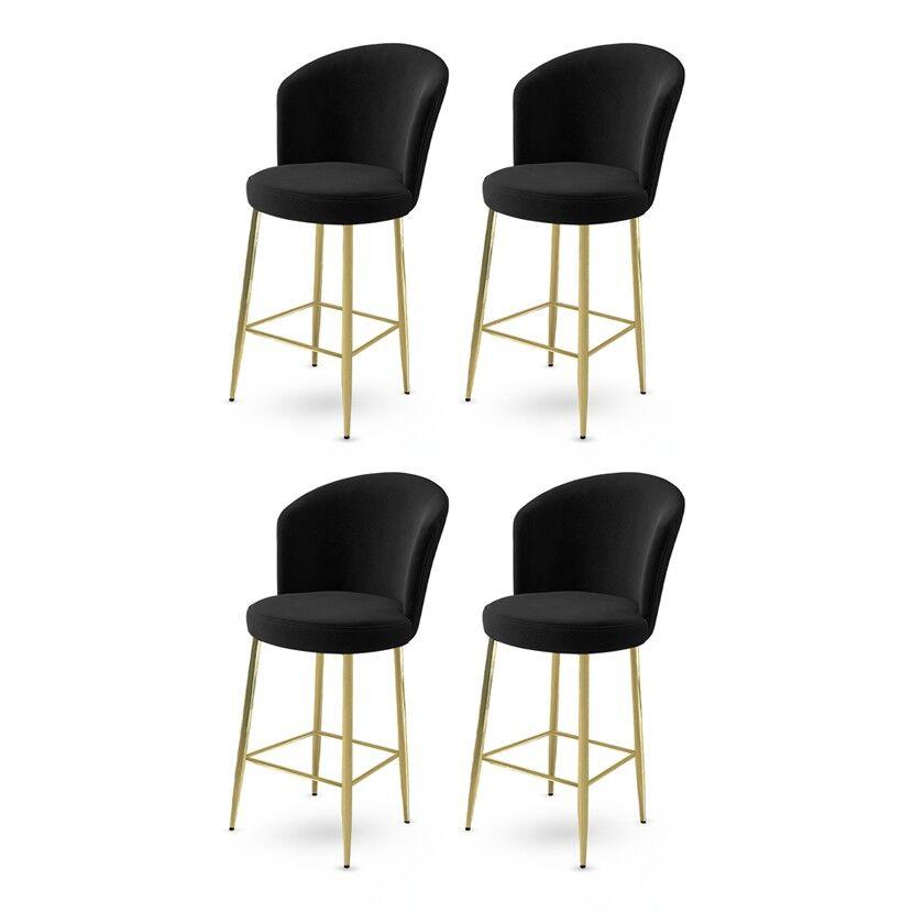 Hanah Home Set barskih stolica Alta, 4 dijela, Crna i zlatna