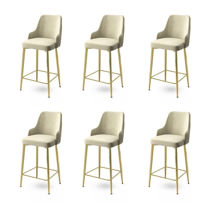 Hanah Home set barskih stolica Enox, 6 dijelova, krem-zlatna