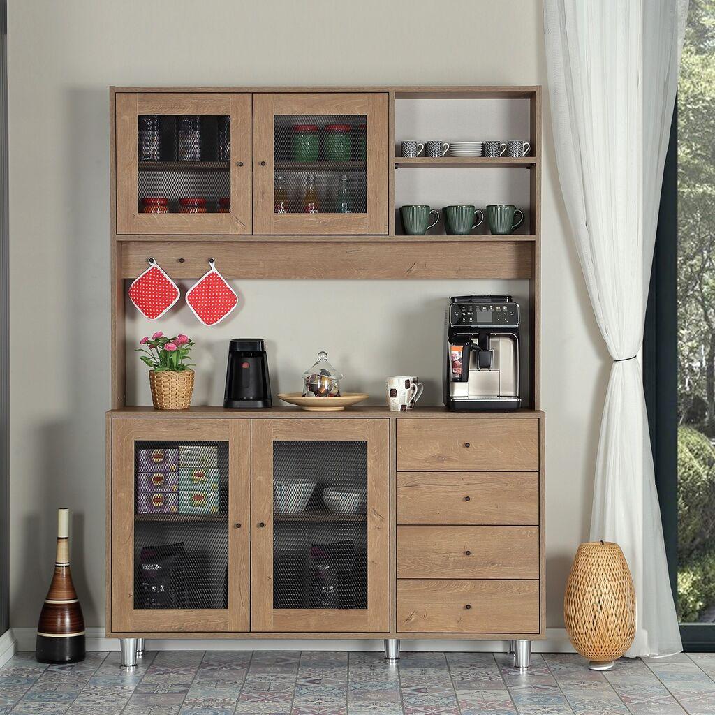 Hanah Home Višenamjenska komoda Grano 140, 140 x 187 x 40 cm, Hrast