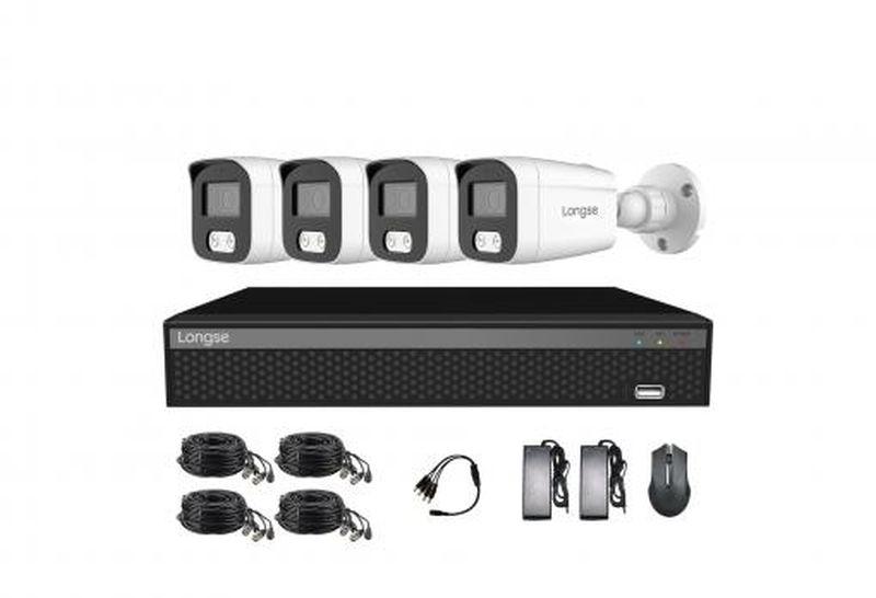 Longse KIT KT-XVRT3004D + 4xBMS500LWA Full color 5Mpix, spolj.