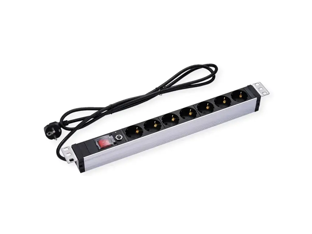 Rotronic napojna letva horizontalna 1U 19, 7x šuko, 3m