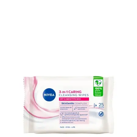 Nivea vlažne maramice Caring 3u1 za suhu kožu, 25 komada
