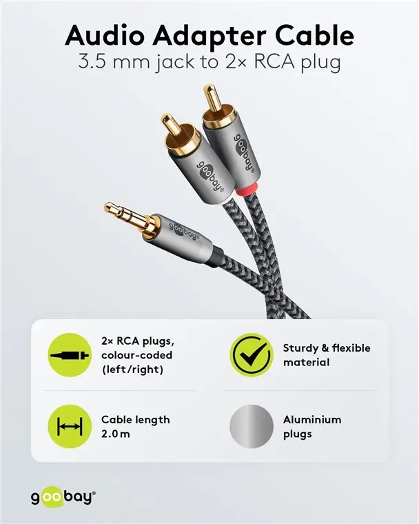 Goobay Audio adapter 3.5mm male to 2x RCA 2.0m 65288