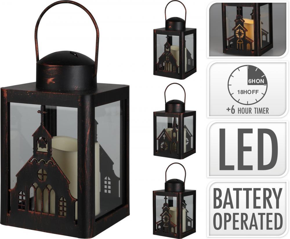 Fenjer Na Baterije Sa Led Svijećom 10X16Cm Crni Xx8324050