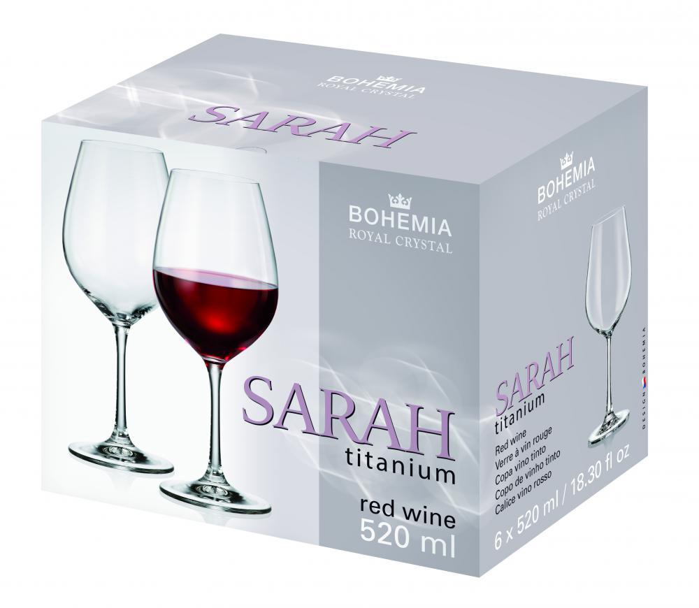 Čaše Za Crveno Vino Sarah 520Ml Red Wine, Gift Box/6 Kom