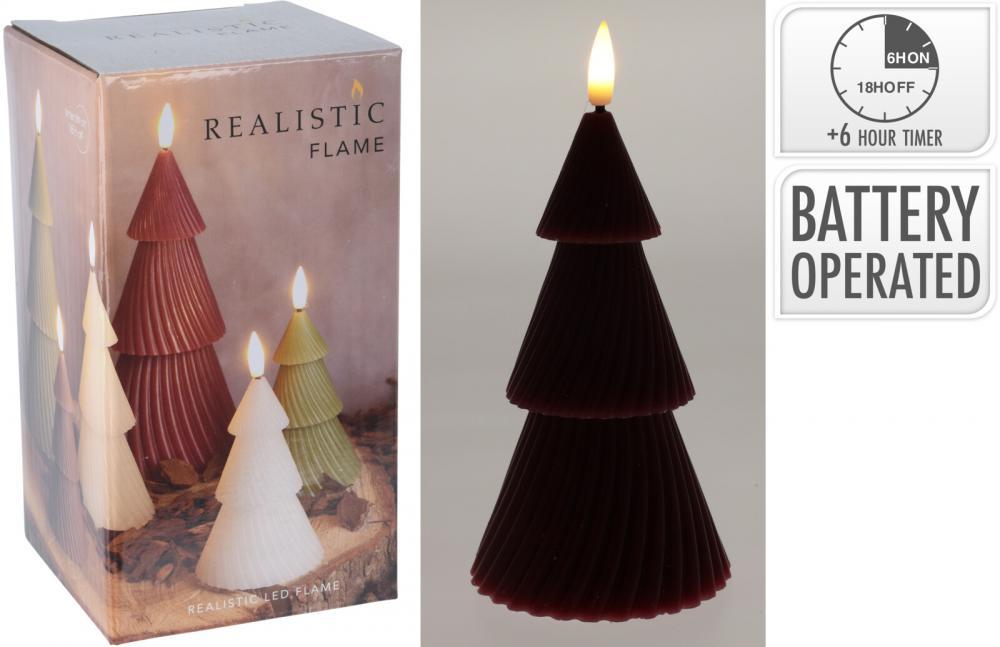 Svijeća Na Baterije U Obliku Jelke 11Cm Tamno Crvena Ax5438020