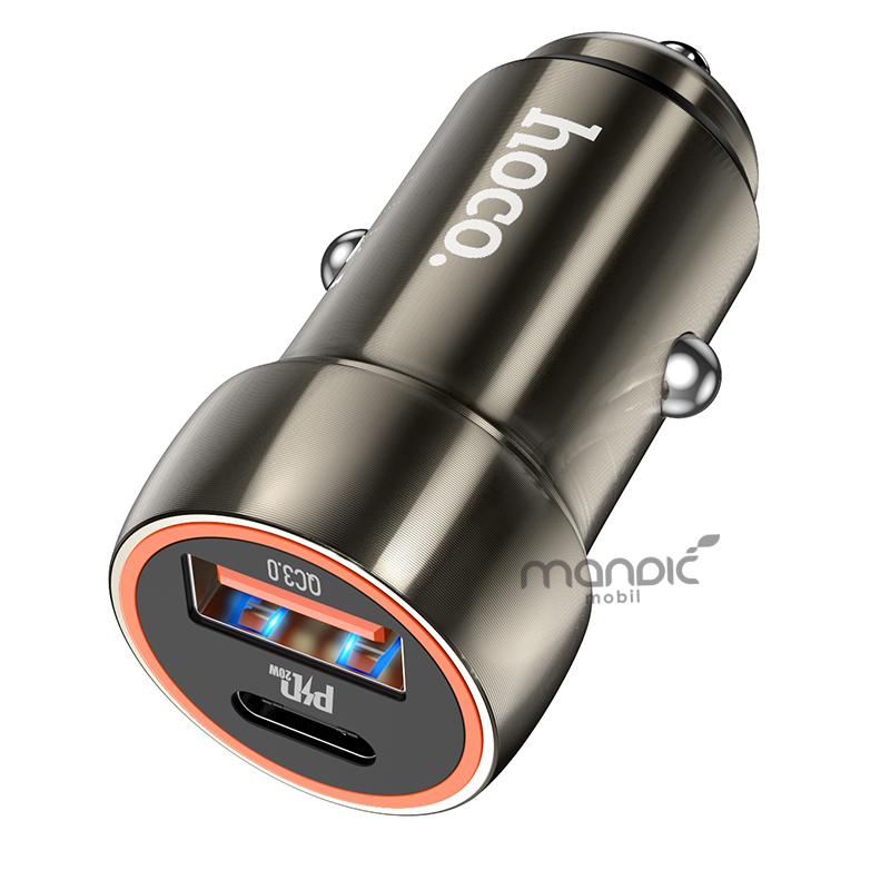 HOCO Z46A Auto punjač, PD20W, QC3.0, Sivi