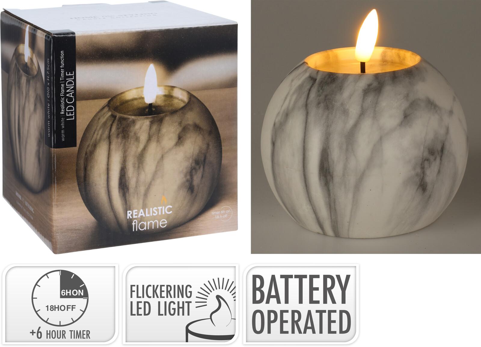 Svijeća Na Baterije 100X75Mm Bijela Mermerna Ax5435800