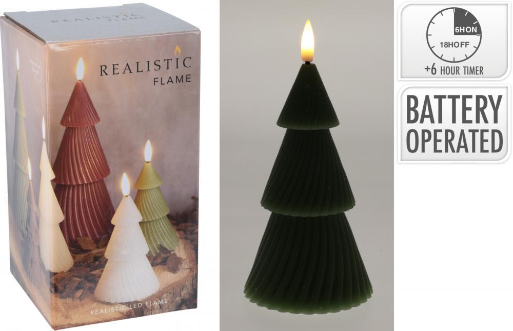 Svijeća Na Baterije U Obliku Jelke 11Cm Zelena Ax5438040