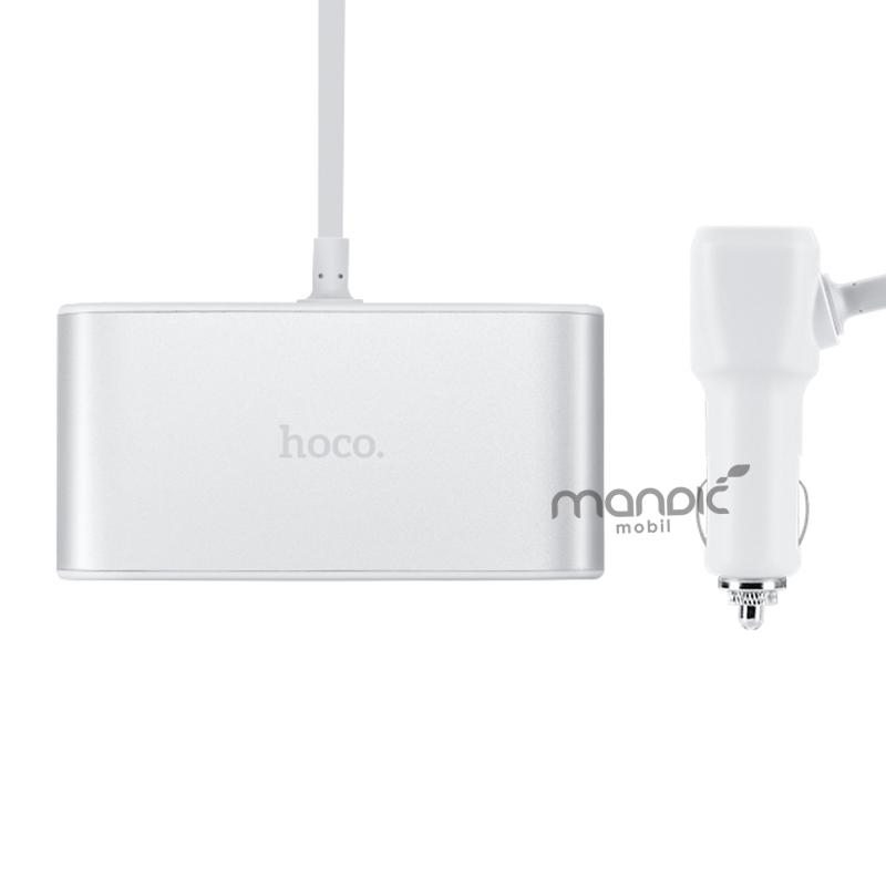 HOCO Z13  Auto punjač, 3 USB porta, LCD ekran, Bijeli