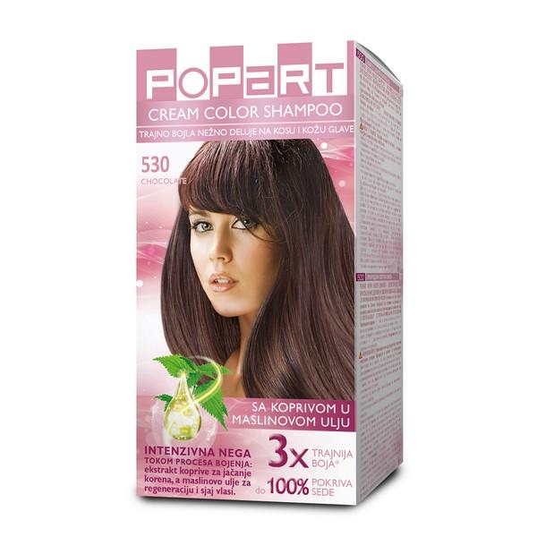 POPART Color šampon i farba za kosu 530 čokolada,