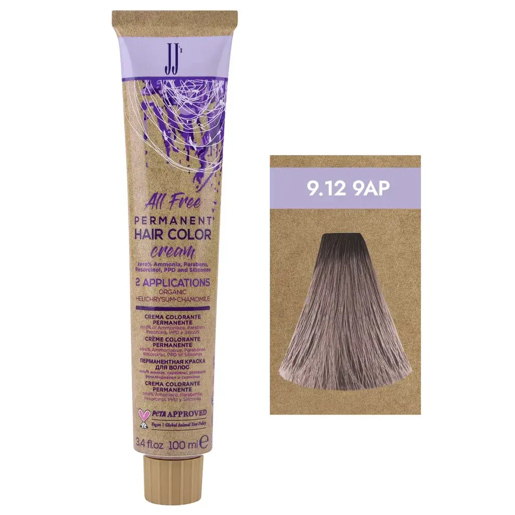 JJ's Farba za kosu All Free9.12-9AP Pepeljasta biserna veoma svetloplava, 100ml