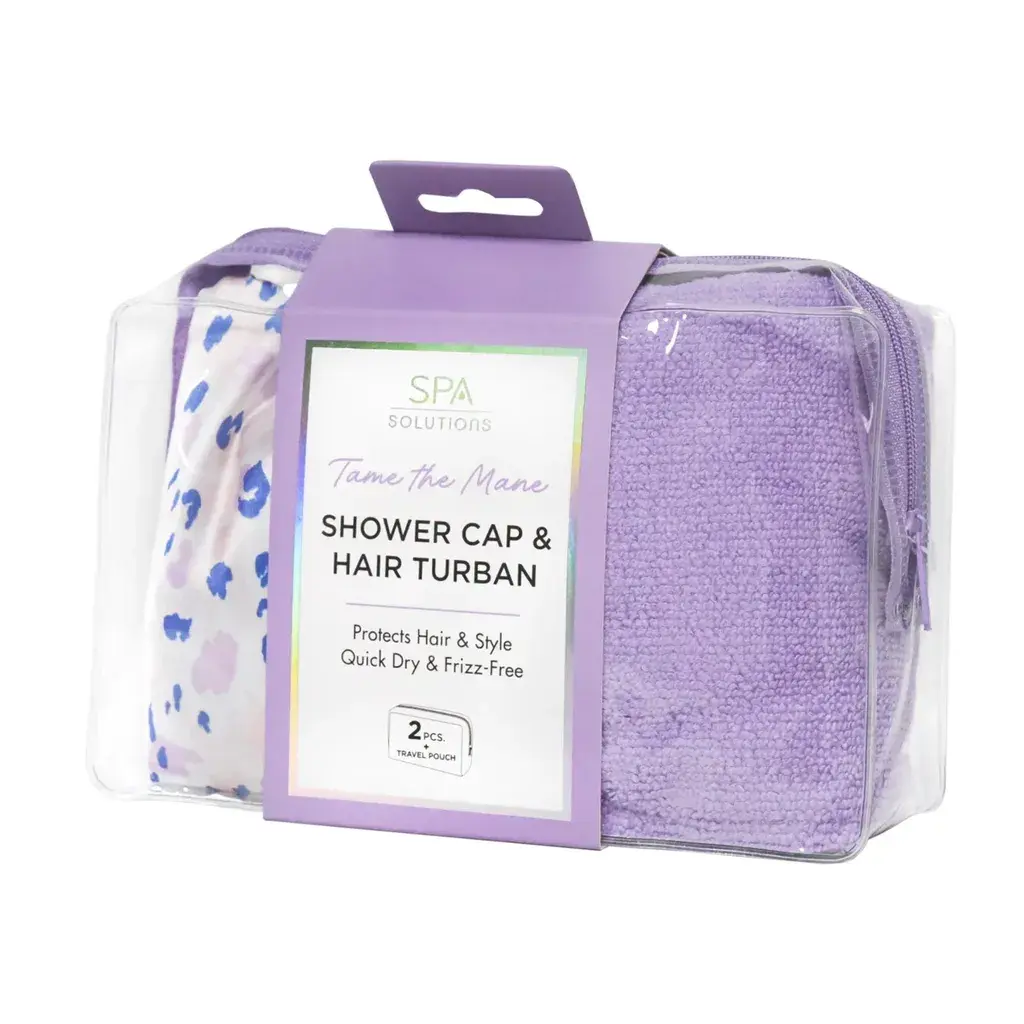 Cala Set kapa za tuširanje i turban Pink Hues Leopard