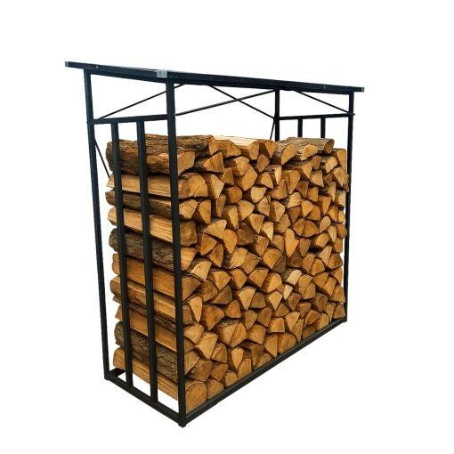 Chomik Metalni stalak sa krovom za drva, 185×70×185 cm, Crni